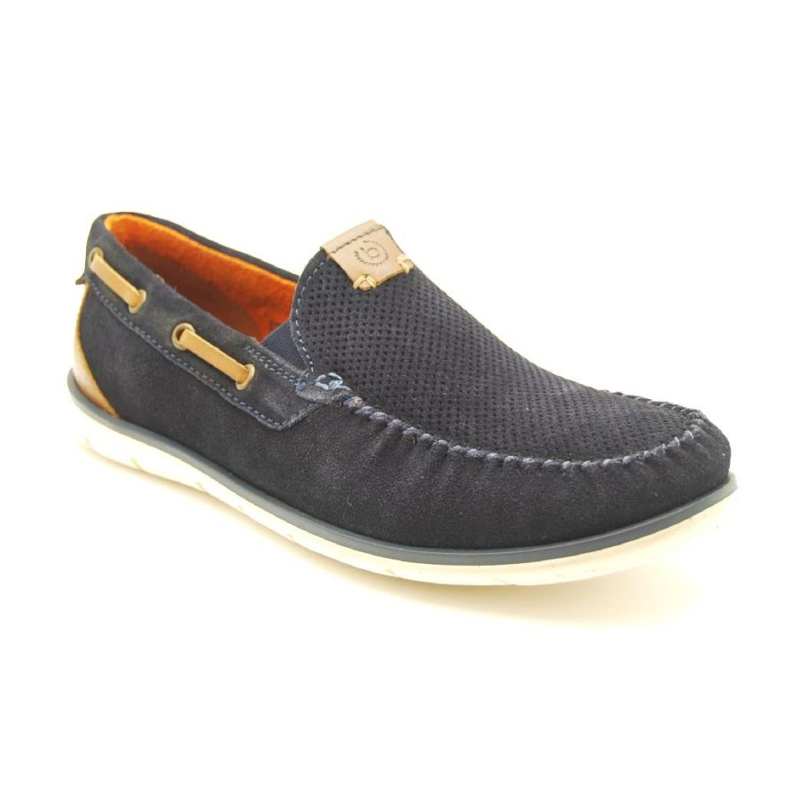 BUGATTI navy moacka loafer