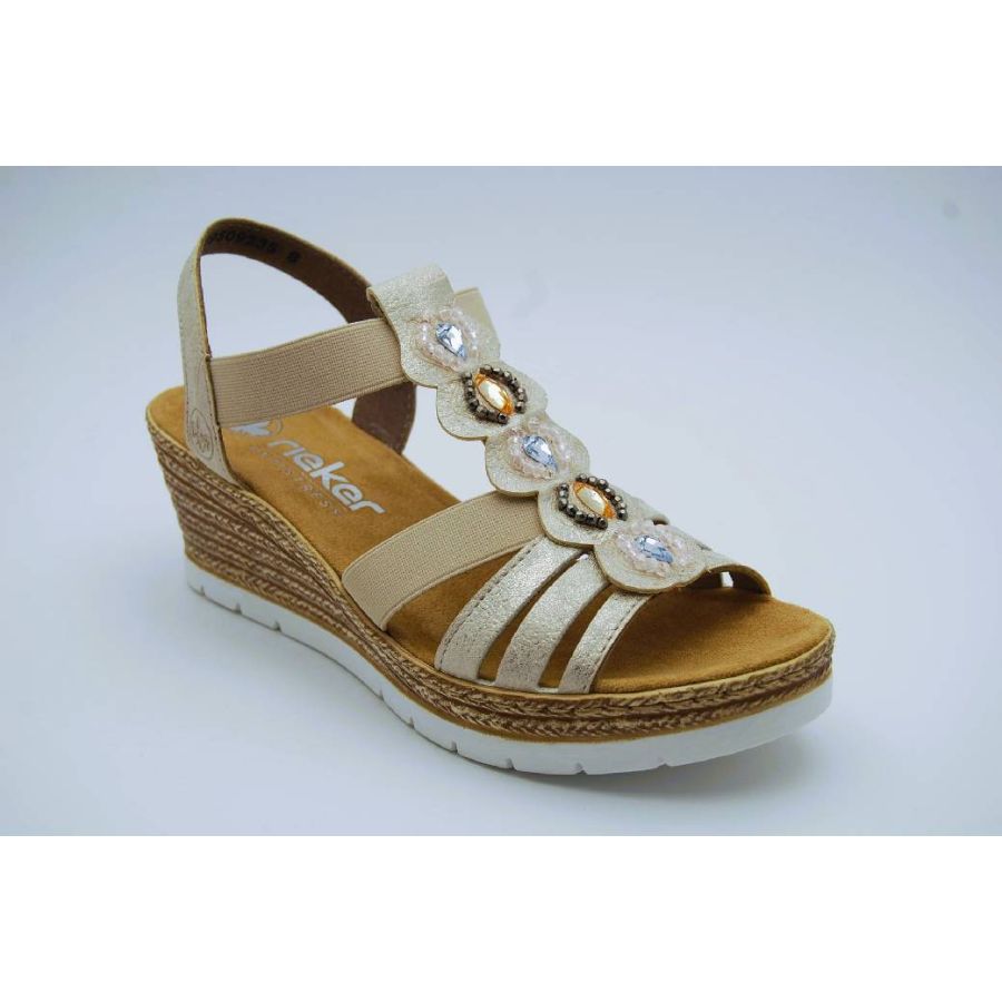 RIEKER beige sandalett kilklack