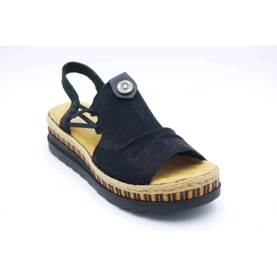 RIEKER svart grov sandal