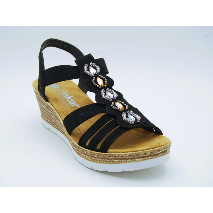 RIEKER svart sandalett stenar