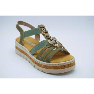 RIEKER grön sandalett stenar