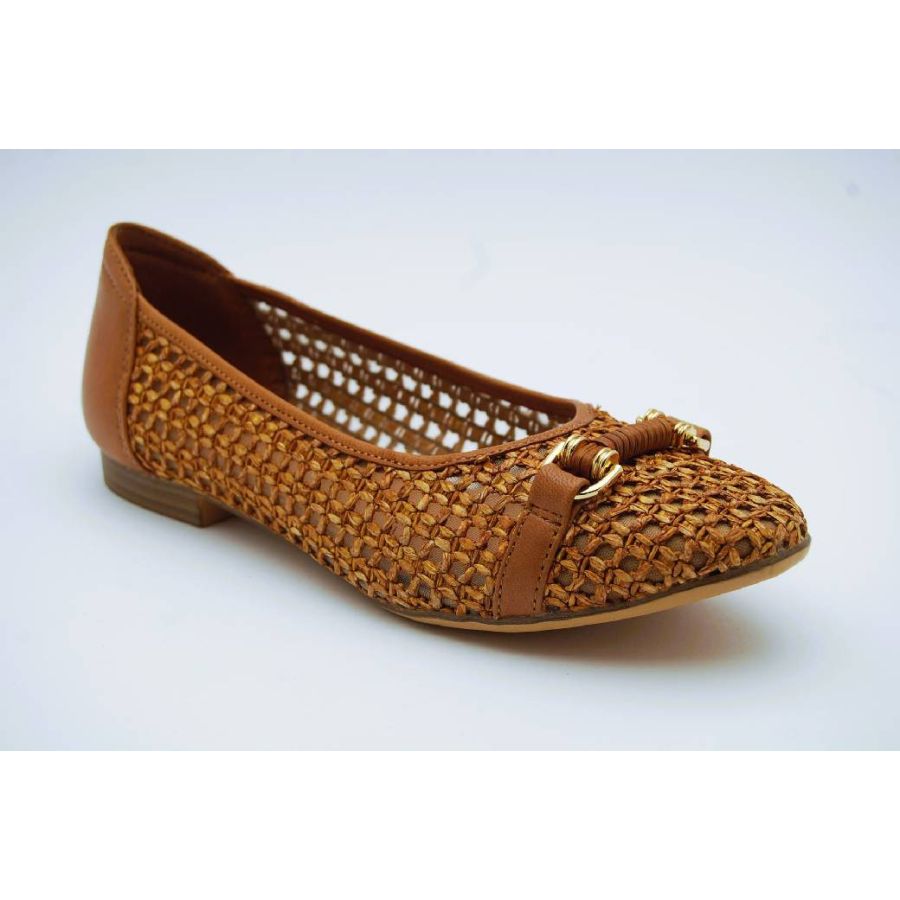 TAMARIS cognac ballerina fläta